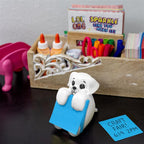 Resin Made Cute Sticky Note Holder for Desk | Happy Dog Face Pop Up Post it Note Dispenser with Blue Sticky Notes | Pop Up Sticky Notes Dispenser for Office Holds 3" x 3" Notes for School