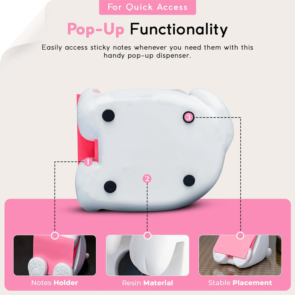 Resin Made Sticky Note Holder for Desk | 3" x 3" Dog Note Dispenser for Office Holds | Office & Desk Accessories