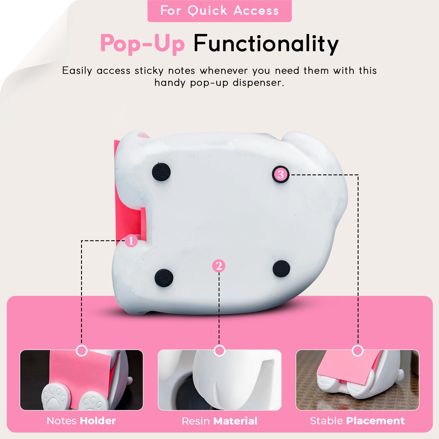Resin Made Sticky Note Holder for Desk | 3" x 3" Dog Note Dispenser for Office Holds | Office & Desk Accessories