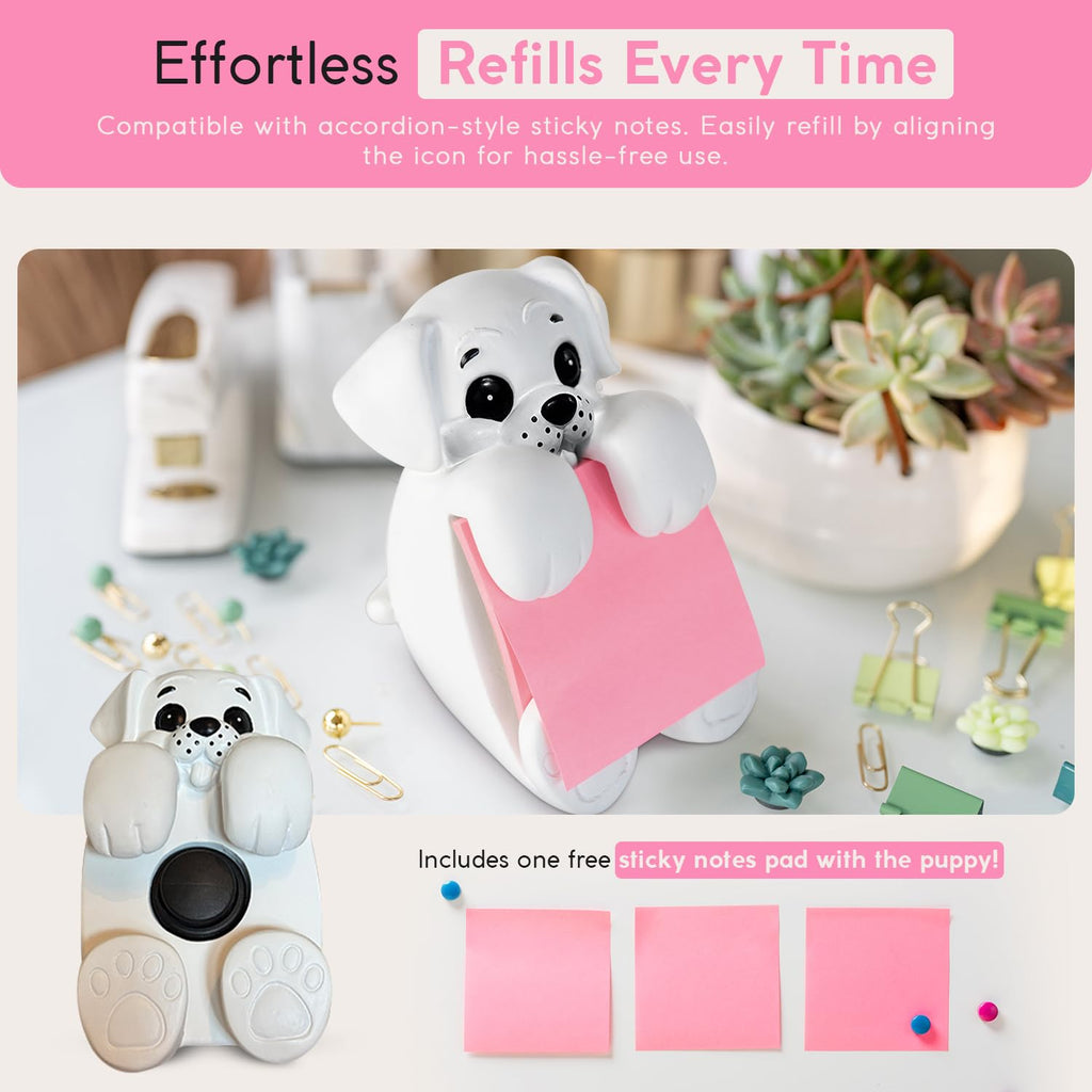 Resin Made Sticky Note Holder for Desk | 3" x 3" Dog Note Dispenser for Office Holds | Office & Desk Accessories
