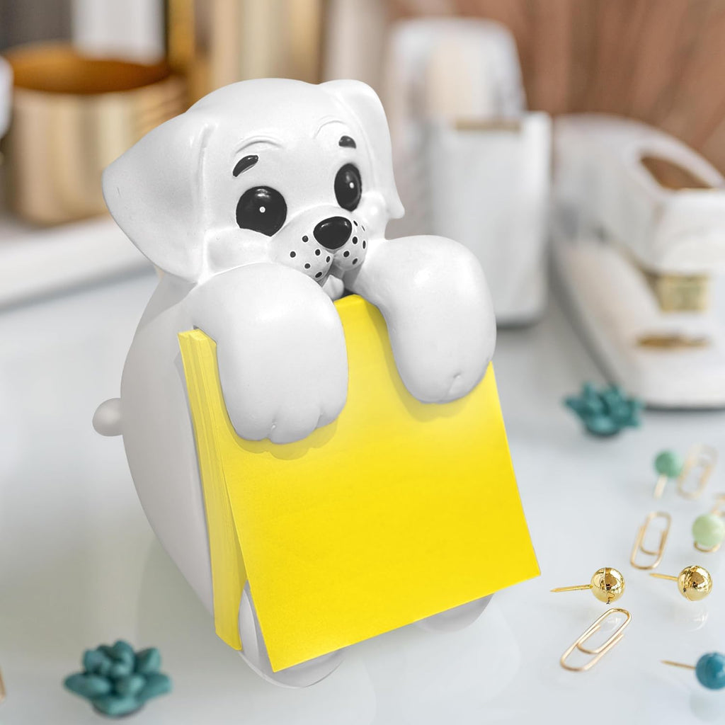 Resin Made Cute Sticky Note Holder for Desk | Happy Dog Face Pop Up Post it Note Dispenser | Pop Up Sticky Notes Dispenser for Office Holds 3" x 3" Notes for School, Office Desk Supplies
