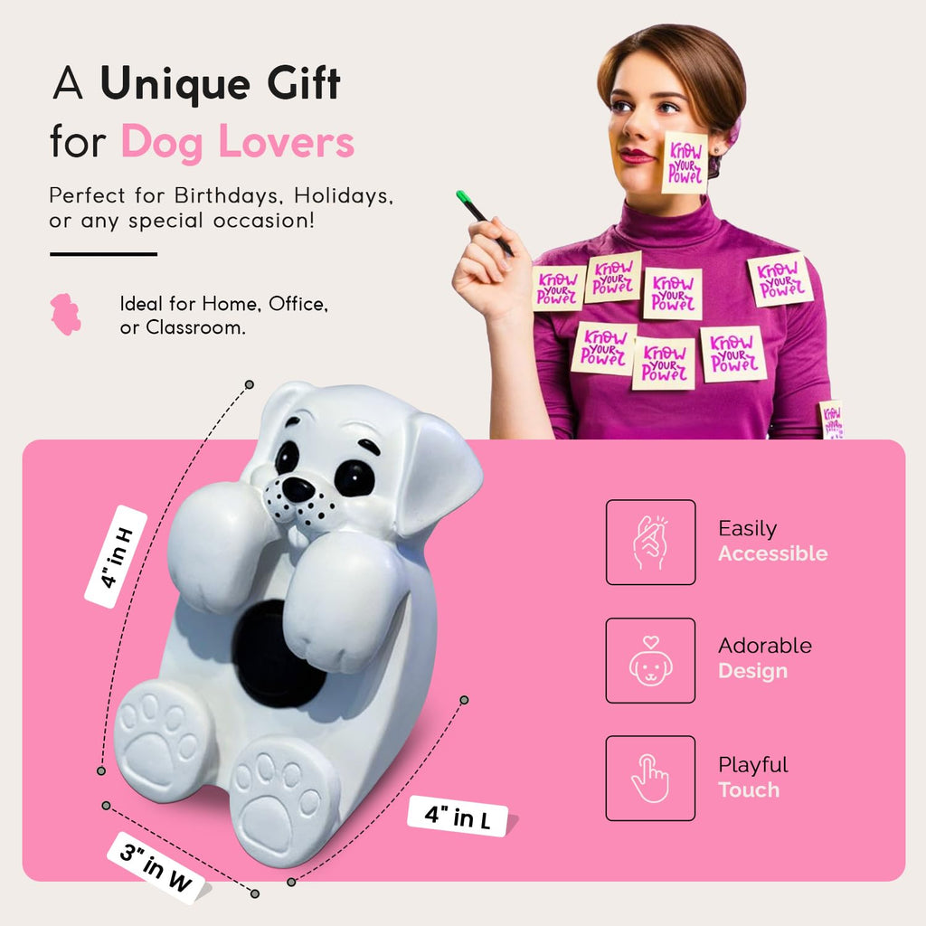 Resin Made Sticky Note Holder for Desk | 3" x 3" Dog Note Dispenser for Office Holds | Office & Desk Accessories